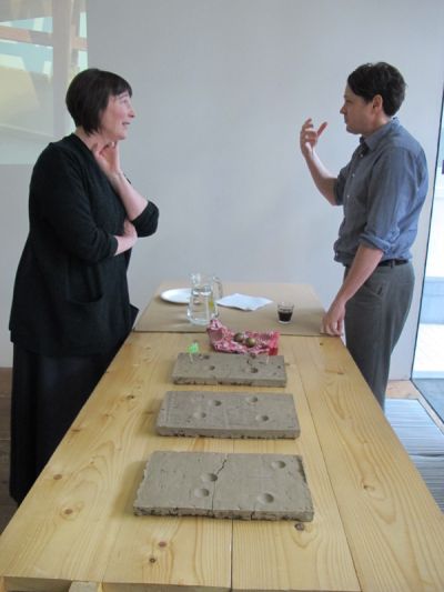 Christine Borland en Brody Condon tijdens 'Death Animations' symposium bij Stroom, 2016 foto: Stroom Den Haag