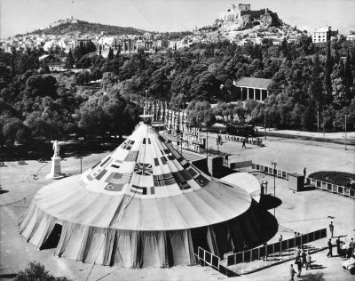 Vladislav Shapovalov, History Has No Lessons For Us, 2025. Research materials. NATO’s Caravan of Peace exhibition in Athens, 1952. Courtesy of the artist.